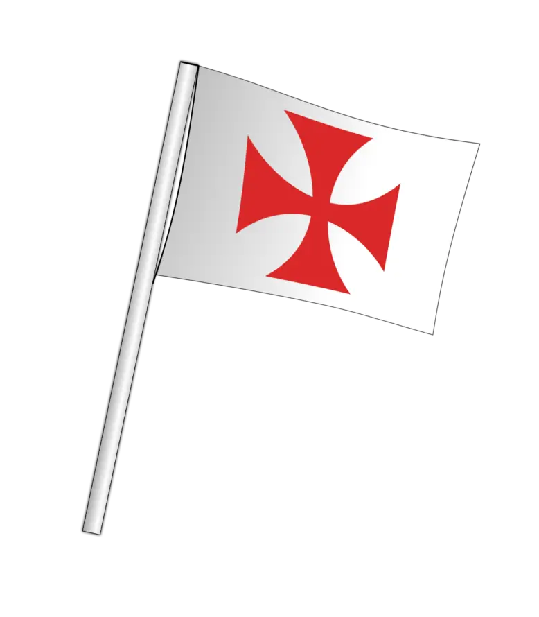 cruz templaria roja sobre bandera blanca