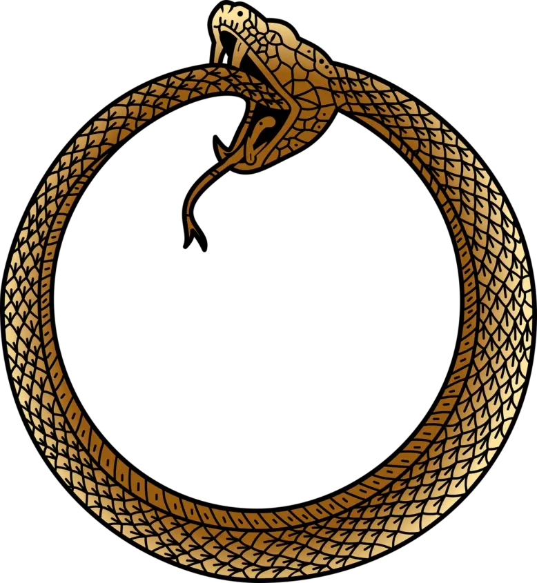 uróboro representado por una serpiente mordiendo su cola